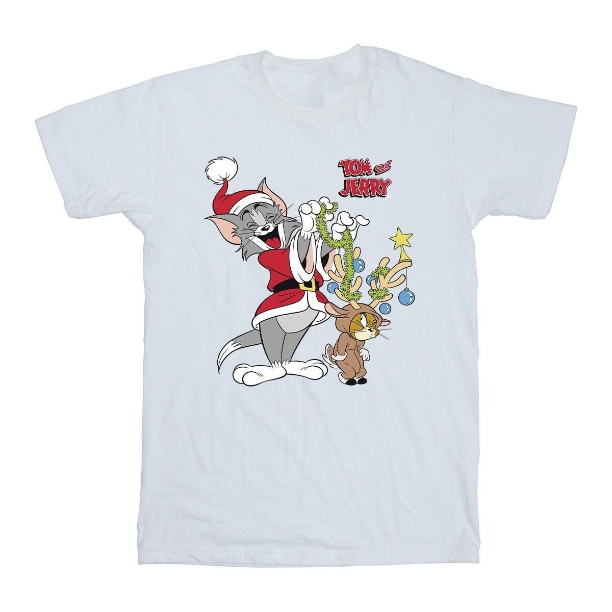 Vêtements Homme T-shirts manches longues Tom & Jerry Christmas Reindeer Blanc