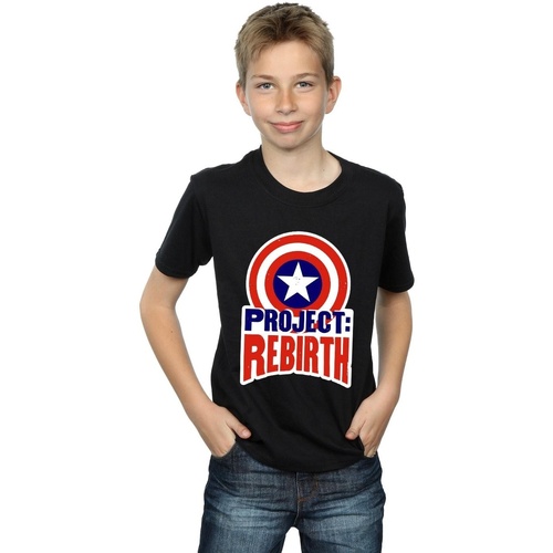 Vêtements Garçon T-shirts manches courtes Marvel Captain America Project Rebirth Noir