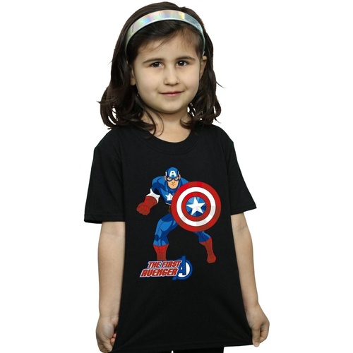 Vêtements Fille T-shirts manches longues Marvel Captain America The First Avenger Noir