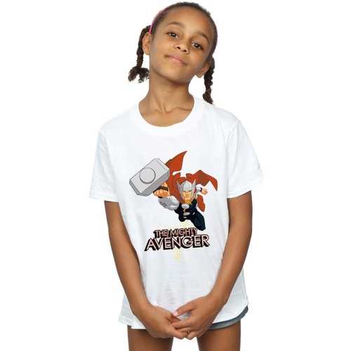 Vêtements Fille T-shirts manches longues Marvel Thor The Mighty Avenger Blanc