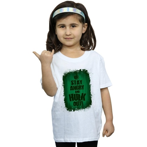 Vêtements Fille T-shirts manches longues Marvel Hulk Stay Angry Blanc