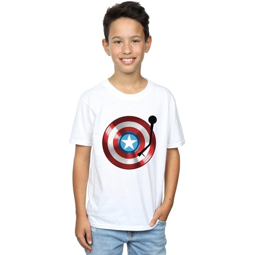 Vêtements Garçon T-shirts manches courtes Marvel Captain America Turntable Blanc