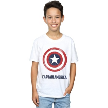 Vêtements Garçon T-shirts manches courtes Marvel Captain America Shield Text Blanc