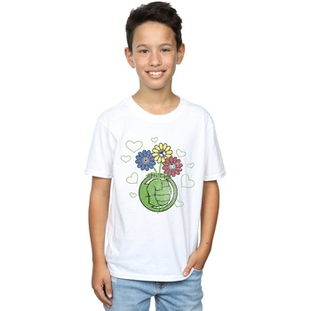 Vêtements Garçon T-shirts manches courtes Marvel Hulk Flower Fist Blanc