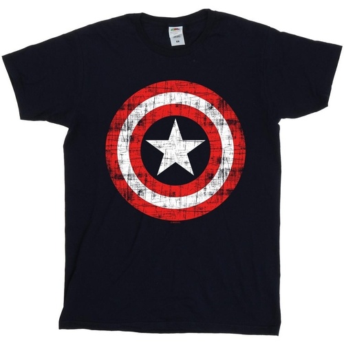 Vêtements Garçon T-shirts manches courtes Marvel Avengers Captain America Scratched Shield Bleu