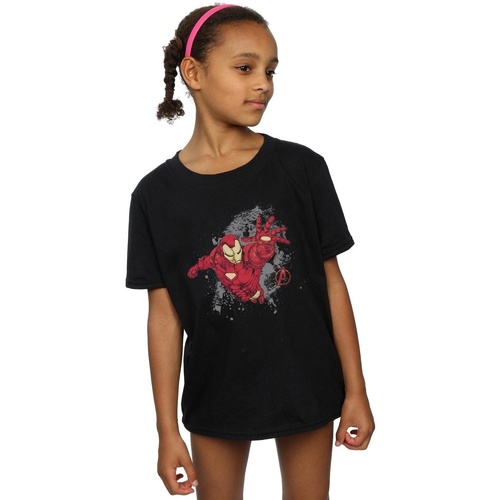 Vêtements Fille T-shirts manches longues Marvel Avengers Iron Man Splash Noir