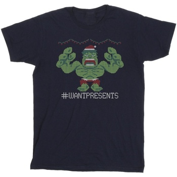 Vêtements Garçon T-shirts manches courtes Marvel Avengers Hulk Cross Stitch Bleu