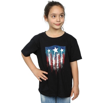 Vêtements Fille T-shirts manches longues Marvel Captain America Flag Shield Noir