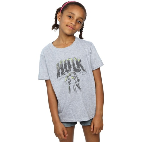 Vêtements Fille T-shirts manches longues Marvel Hulk Punch Logo Gris