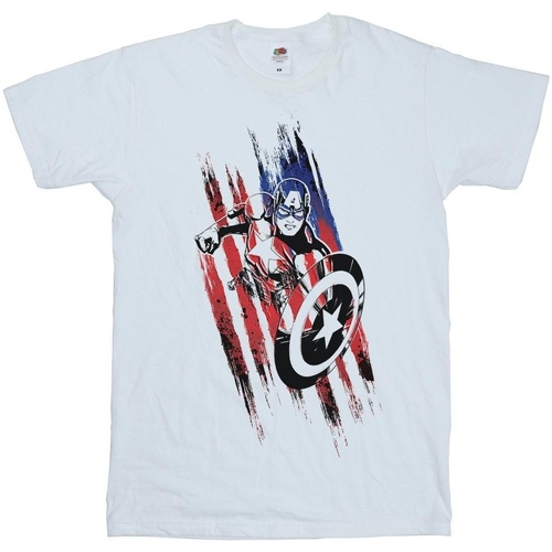 Vêtements Fille T-shirts manches longues Marvel Avengers Captain America Streaks Blanc