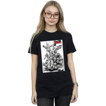 Vêtements Femme T-shirts manches longues Marvel Avengers Assemble Team Sketch Noir