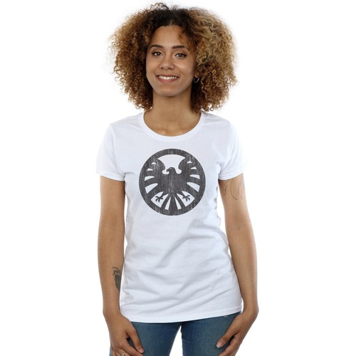 Vêtements Femme T-shirts manches longues Marvel Agents Of SHIELD Distressed Logo Blanc