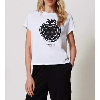 Vêtements Femme T-shirt Con Stampa E Strass Twin Set T-SHIRT CON STAMPA E LOGO Art. 241TP2700 