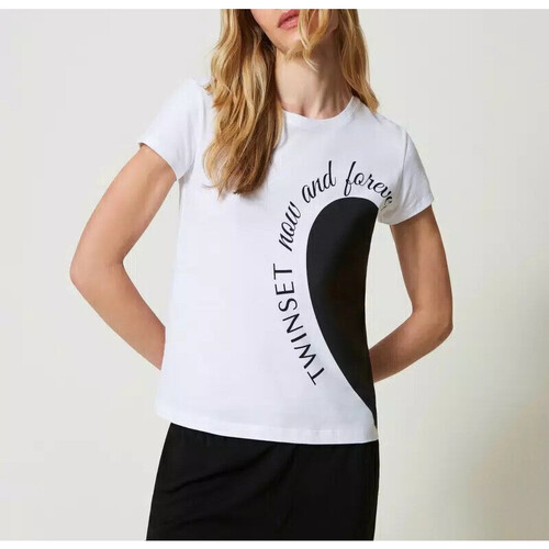 Vêtements Femme Top In Maglia Adherente Art Twin Set T-SHIRT CON STAMPA A CUORE Art. 241TP2701 