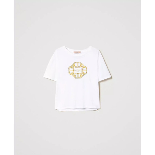 Vêtements Femme T-shirts & Polos Twin Set T-SHIRT CON STAMPA CATENE E OVAL T Art. 241TP221A 