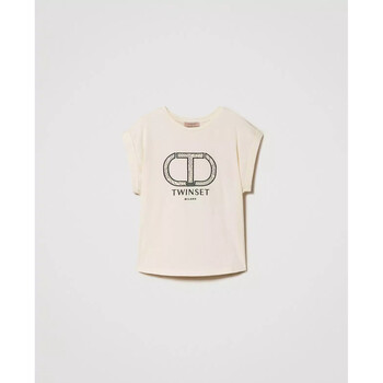 Vêtements Femme Sunnei logo-print detail T-shirt Gelb Twin Set T-SHIRT CON RICAMO OVAL T Art. 232TP219A 