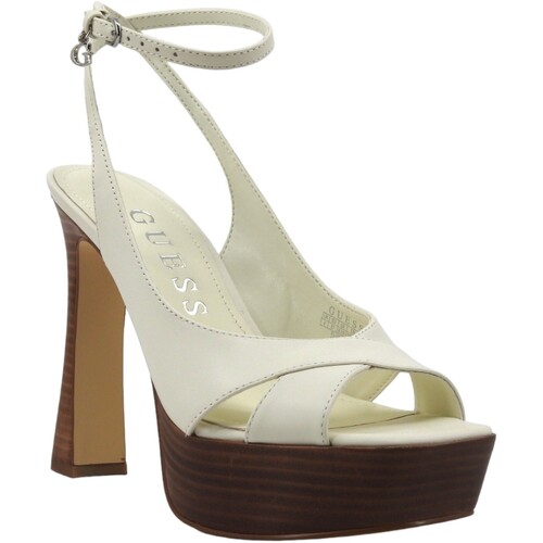 Chaussures Femme Bottes Guess Sandalo Donna Tacco Alto Ivory Bianco FLJINALEA03 Blanc