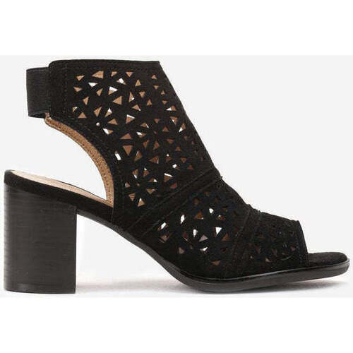 Chaussures Femme Bottines Vera Collection Bottines printemps à talon et  bout ouvert, Noir Noir