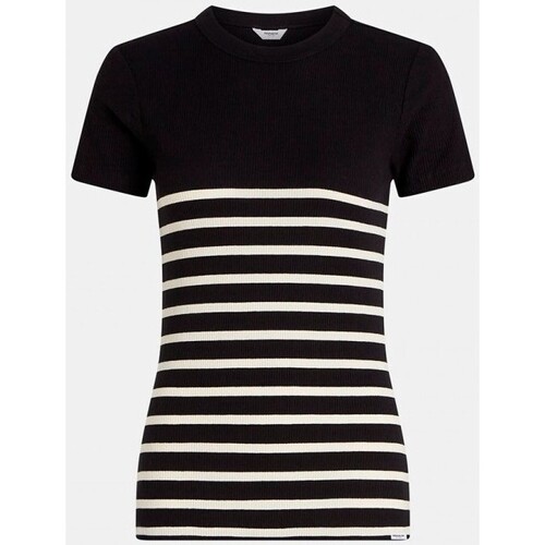 Vêtements Femme T-shirts manches courtes Penn & Ink Tshirt Stripe Black Noir