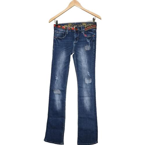 Vêtements Femme drawstring Jeans bootcut Desigual 34 - T0 - XS Bleu