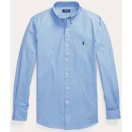 Vêtements Homme Chemises manches longues Ralph Lauren Chemise vichy  bleue stretch Bleu