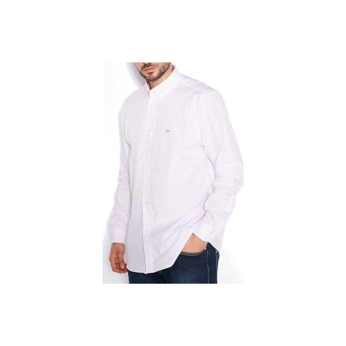 Vêtements Homme Chemises manches longues Lacoste CH8737 Blanc