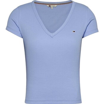 Vêtements Femme T-shirts manches courtes Tommy Jeans CAMISETA AJUSTADA ESSENTIAL MUJER   DW0DW17385 Bleu