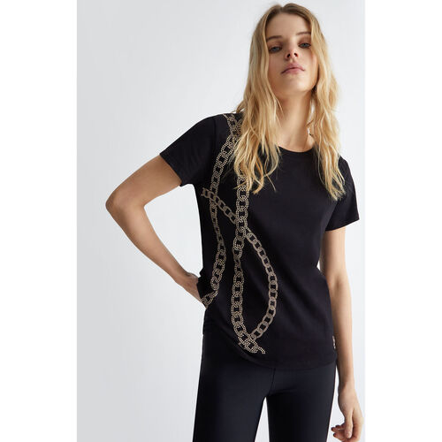 Vêtements Femme Oreillers / Traversins Liu Jo T-shirt avec mini clous Noir