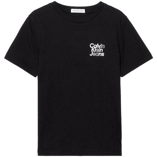 Vêtements Garçon T-shirts embroidered manches courtes Calvin Klein Jeans  Noir