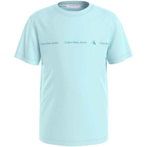 Vêtements Garçon T-shirts For courtes Calvin Klein Jeans  Bleu