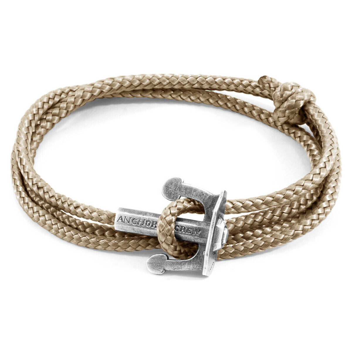 Swiss Military B Bracelets Anchor & Crew Bracelet Ancre Union Argent Et Corde Marron