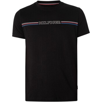 Vêtements Homme T-shirts manches courtes Tommy Hilfiger T-shirt slim à rayures sur la poitrine Noir
