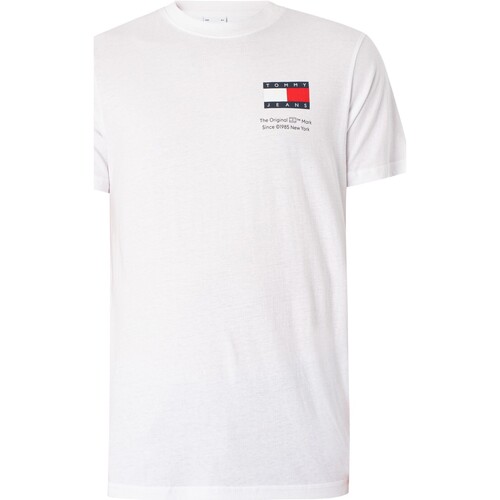 Vêtements Homme Handtasche Tommy Hilfiger Iconic Tommy Tote Mono AW0AW11072 Ybl Tommy Jeans T-shirt slim essentiel avec drapeau Blanc