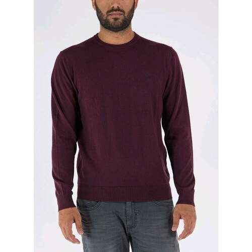 Vêtements Homme Pulls Tall Half Zip Knitted Polo. LEON 48847 EH03 Bordeaux