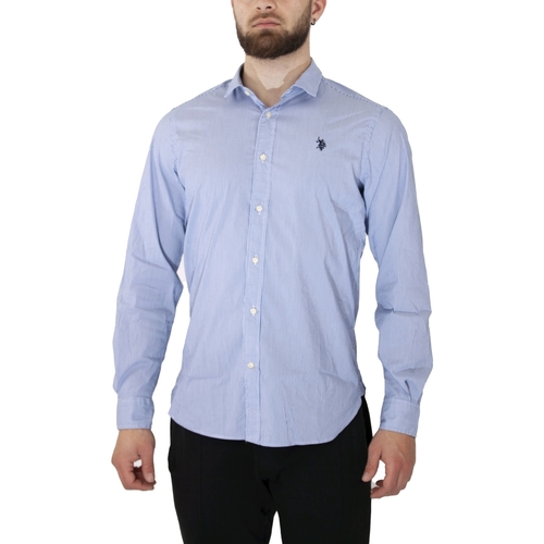 Vêtements Homme Chemises manches longues U.S caps Polo Assn. DIRK 52112 EH03 Marine