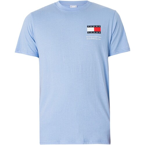 Vêtements Homme Handtasche Tommy Hilfiger Iconic Tommy Tote Mono AW0AW11072 Ybl Tommy Jeans T-shirt slim essentiel avec drapeau Bleu