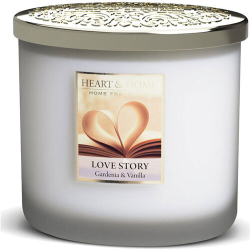 Maison & Déco Bougies / diffuseurs Kontiki Bougie ellipse 2 mèches Heart and Home Love Story Blanc