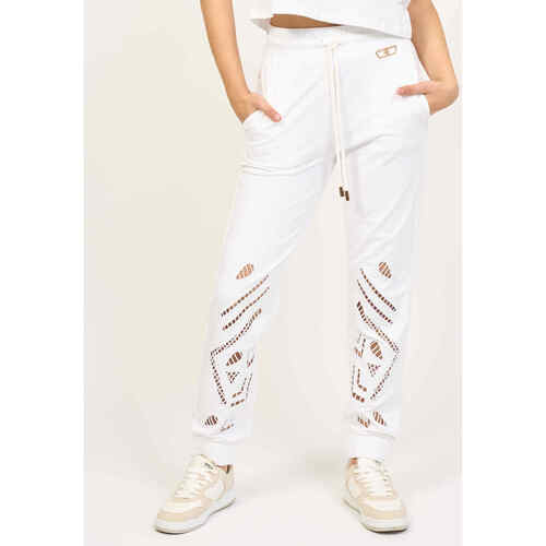 Vêtements Femme Pantalons Fracomina Pantalon de jogging coupe classique  en coton Blanc