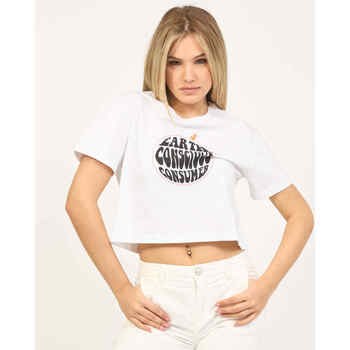 Vêtements Femme Mocassins & Chaussures bateau D30650m Recy13 - Ernest-10000 Black T-shirt femme coupe courte Blanc