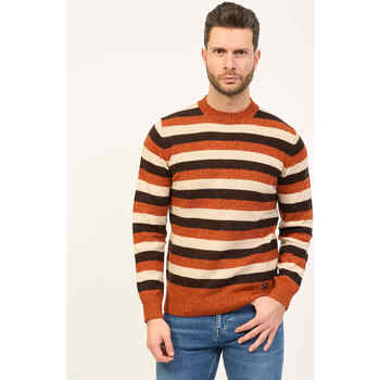 Vêtements Homme Pulls Yes Zee Pull col rond homme  rayé Orange