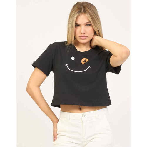 Vêtements Femme T-shirts & Polos D41370m Lexy17 - Pteris-10000 T-shirt col rond en coton  noir Noir