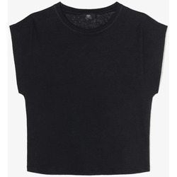 Vêtements Femme The home deco factory Le Temps des Cerises T-shirt muflier en lin noir Noir