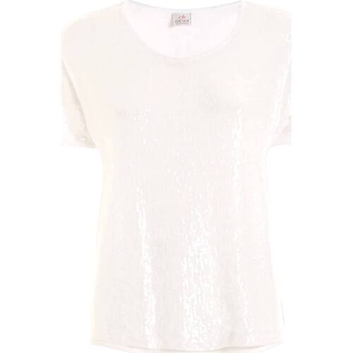 Vêtements Femme T-shirts manches courtes Deha B52650 Blanc