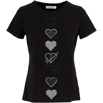 Vêtements Femme T-shirts manches courtes Café Noir KJT038 Noir