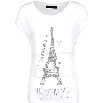 Vêtements Femme T-shirts manches courtes Café Noir OJT028 Blanc
