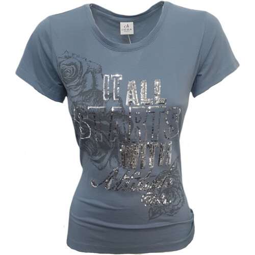 Vêtements Femme T-shirts manches courtes Deha B32582 Bleu