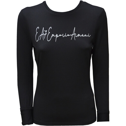 Vêtements Femme T-shirts manches longues Marinblå sweatshirt i ekologiskt material med rund halsringning 6LTT30-TJDFZ Noir