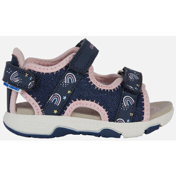 Chaussures Fille Plaids / jetés Geox B SANDAL MULTY GIRL bleu marine/rose clair