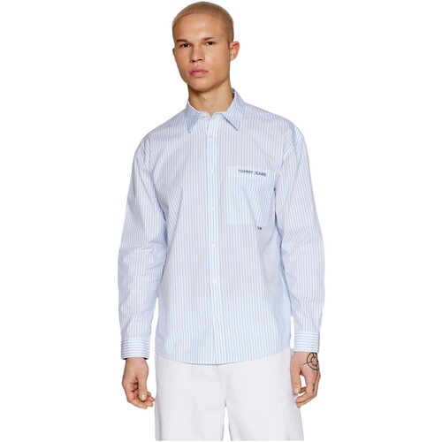 Vêtements Homme Chemises manches longues Tommy Jeans CAMISA CLASICA RAYAS HOMBRE   DM0DM18956 Bleu