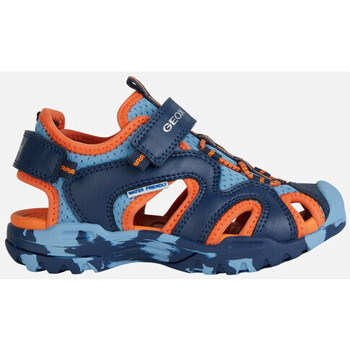 Chaussures Garçon Plaids / jetés Geox JR BOREALIS bleu clair/orange